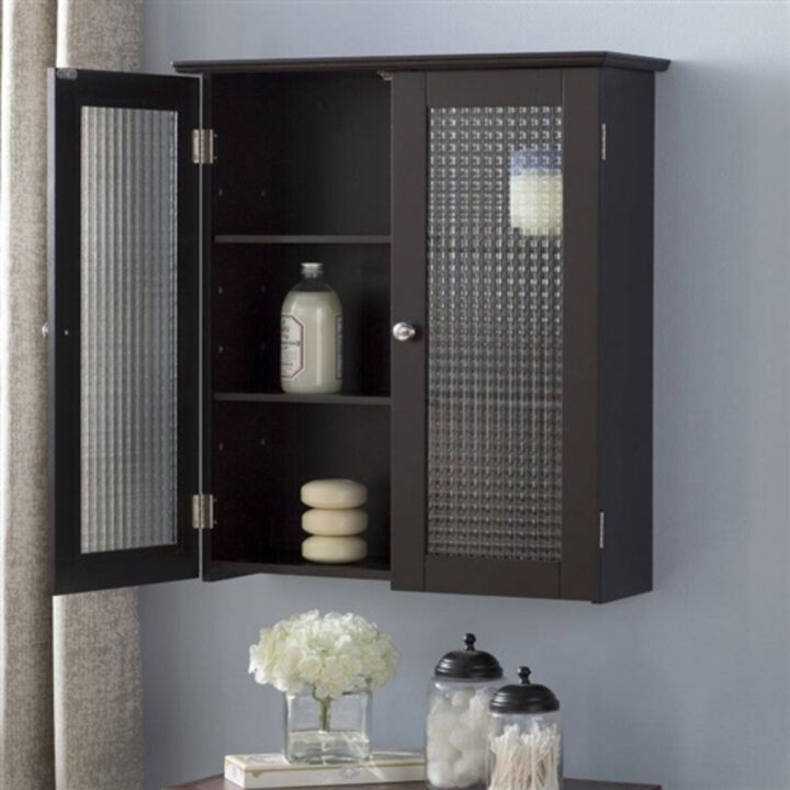 Bathroom Wall Cabinet with Two Glass Doors For Bathroom