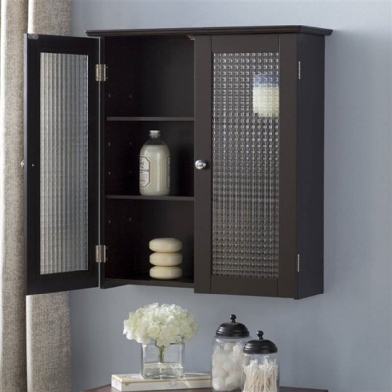 Bathroom Wall Cabinet with Two Glass Doors For Bathroom