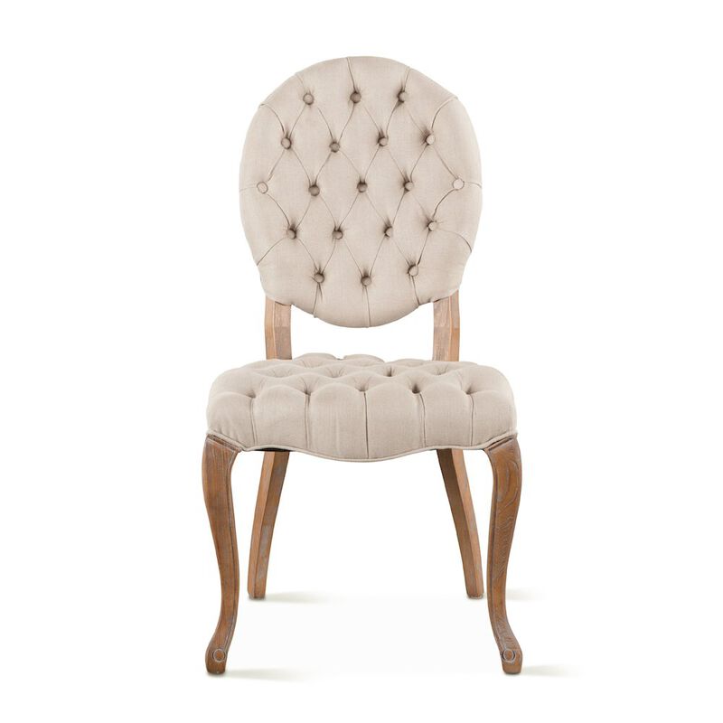 World Interiors Portia Tufted Dining Chair in Beige Linen