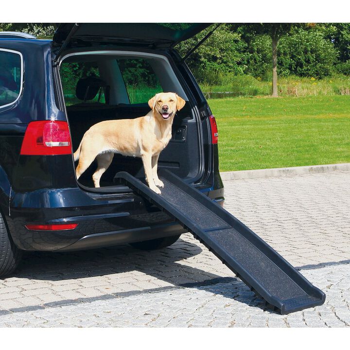 TRIXIE Foldable Non-Slip 62" Long Plastic Pet Ramp, Black, 200 lb Limit
