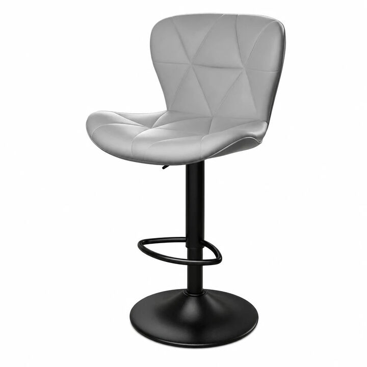 Faux Leather Swivel Bar Stools Set of 2, Adjustable Counter Height Kitchen Chairs, Iron Frame High Backrest 360&deg; Barstools for Kitchen Counter, Outdoor