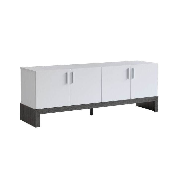 TV Stand White Distressed Grey