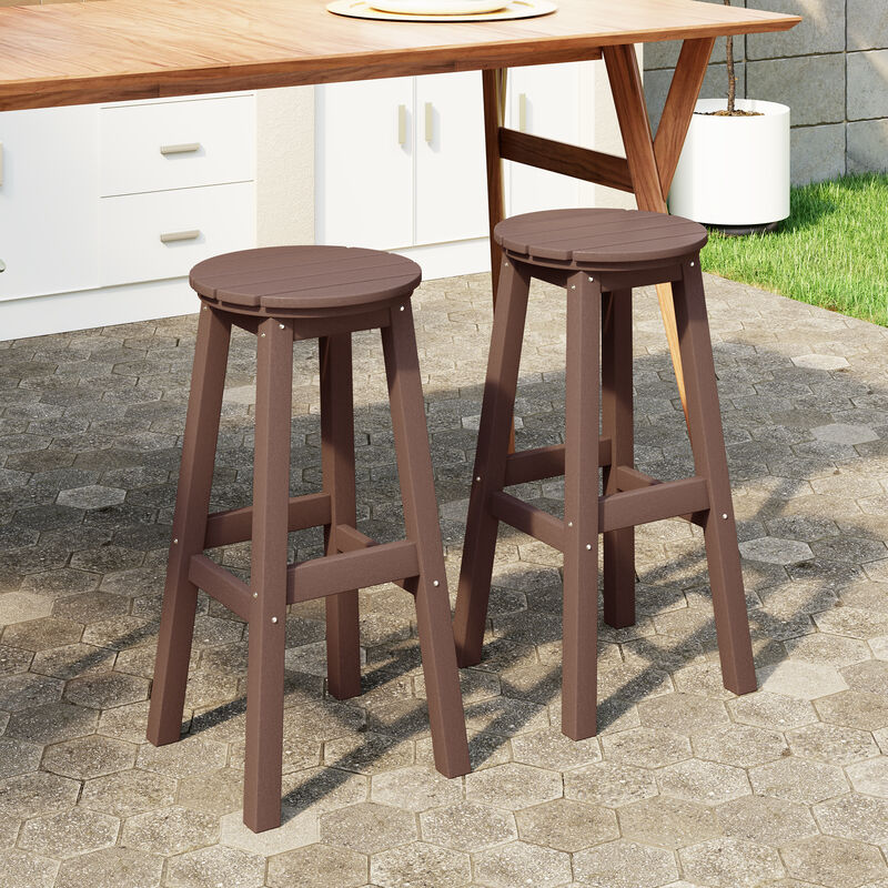 WestinTrends 29" HDPE Outdoor Patio Round Bar Stool Set of 2 image number 1