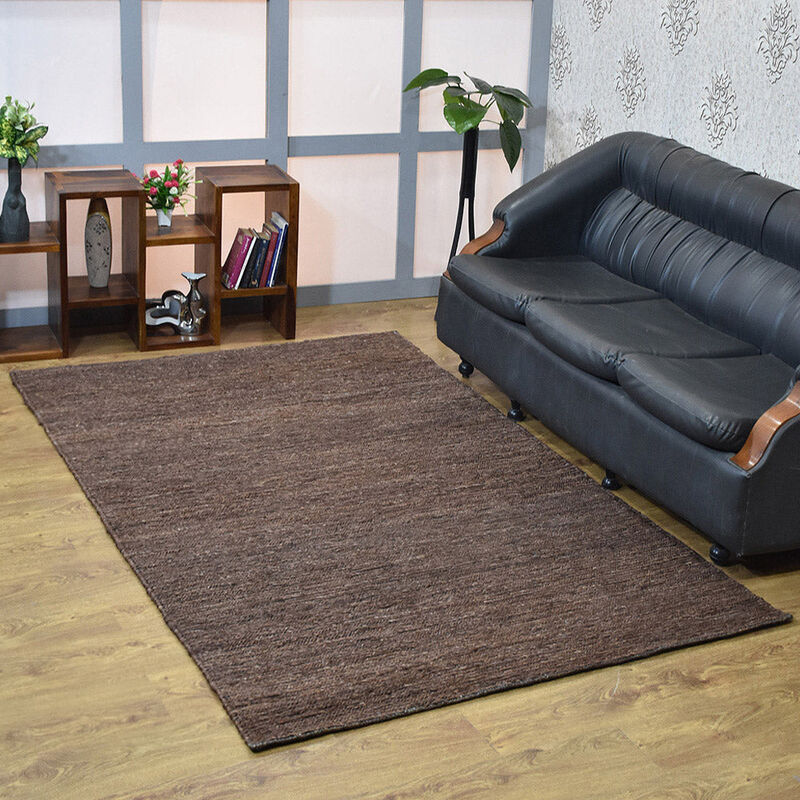 HAND KNOTTED SUMAK JUTE ECO-FRIENDLY Solid AREA RUGS - Rectangle Shape, Solid Plain, High Pile, Natural Fiber, Outdoor Indoor Handmade Area Rugs for Living Room (J00010) image number 1