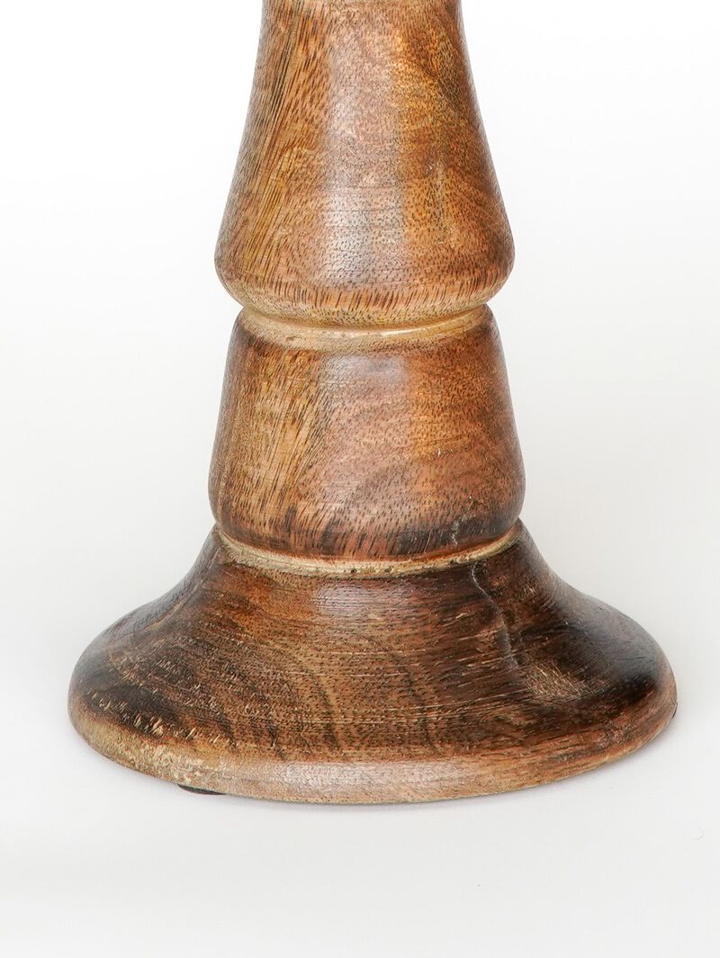 Traditional Medium Burnt Eco-friendly Handmade Mango Wood Set Of Four 6",9",12" & 15" Pillar Candle Holder