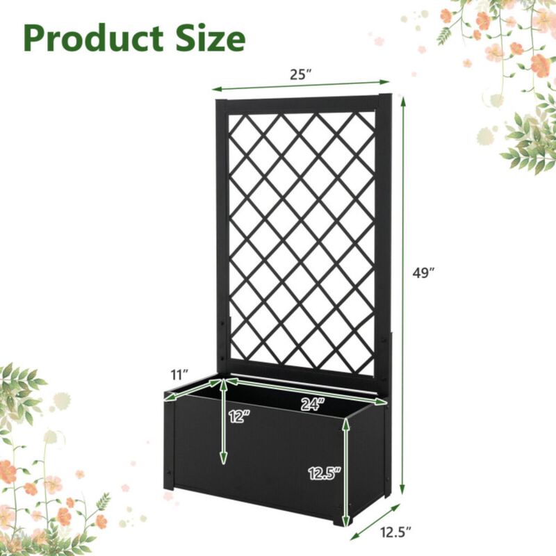 Hivvago 49 Inch Metal Raised Garden Bed with Trellis-Black