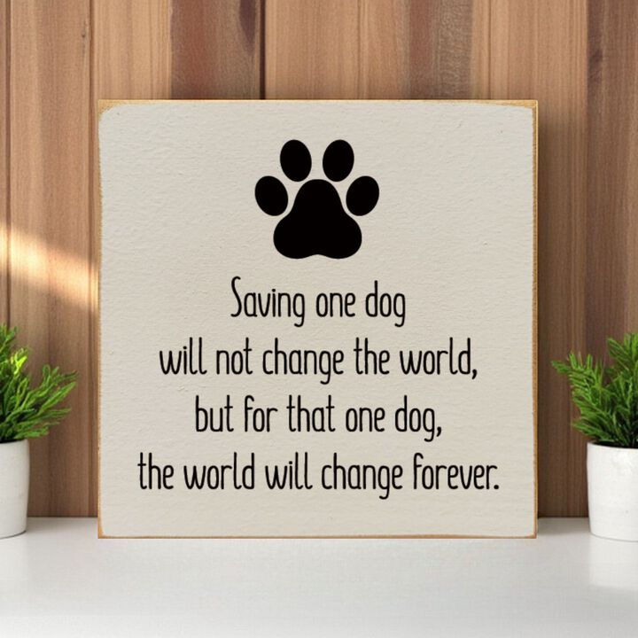 Inspirational Dog Rescue Wall Decor Wooden Sign for Pet Lovers