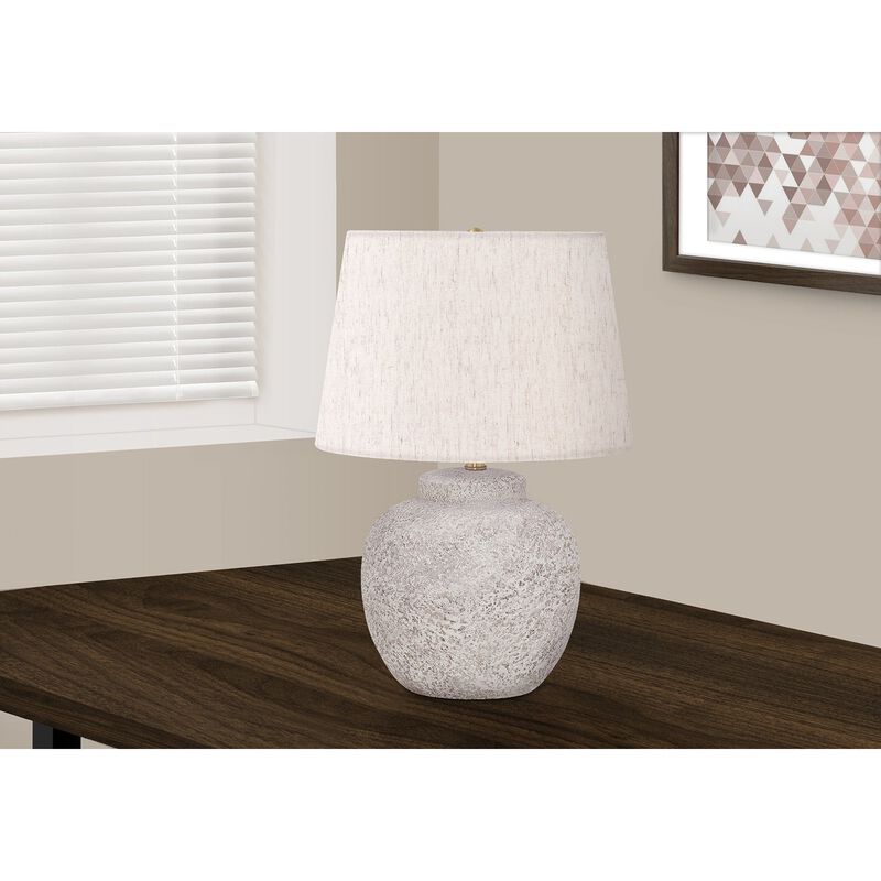 Monarch Specialties I 9732 - Lighting, 22"H, Table Lamp, Cream Concrete, Ivory / Cream Shade, Modern