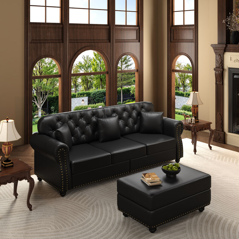 Viltux 82.6"Upholstered Faux Leather Sectional image number 2