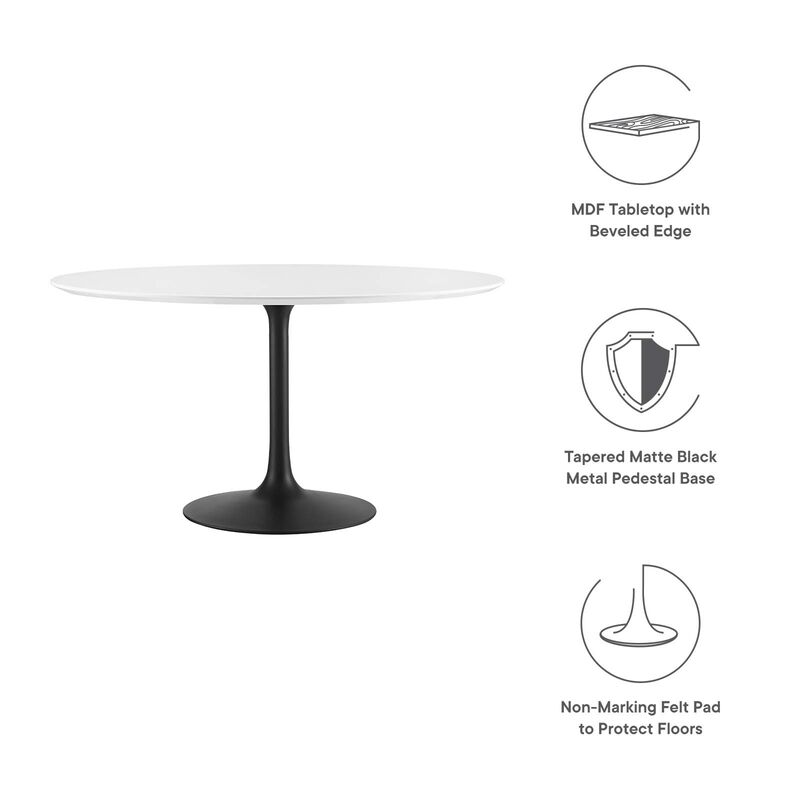 Modway - Lippa 54" Round Dining Table Black White