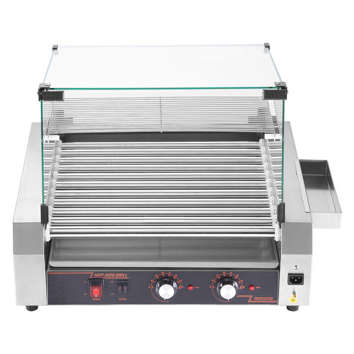 Electric 30 Hot Dog 11 Roller Commercial Grill Cooker Machine Cover 1600W