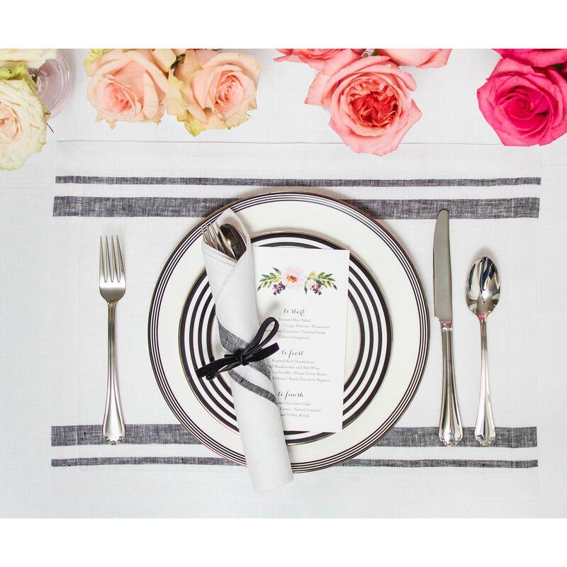 Christmas Linen Dinner Napkins 20 x 20 in Set of 4 - French Stripe, Solino Home