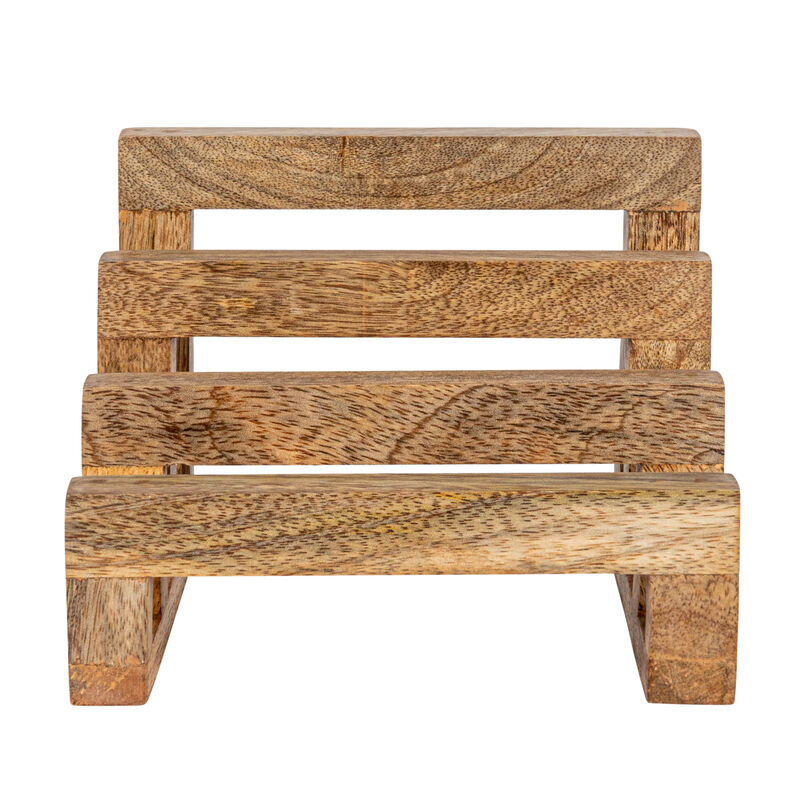 6 Inches Mango Wood Cutting Board Stand with 3 Sections for Kitchen, Natural image number 2