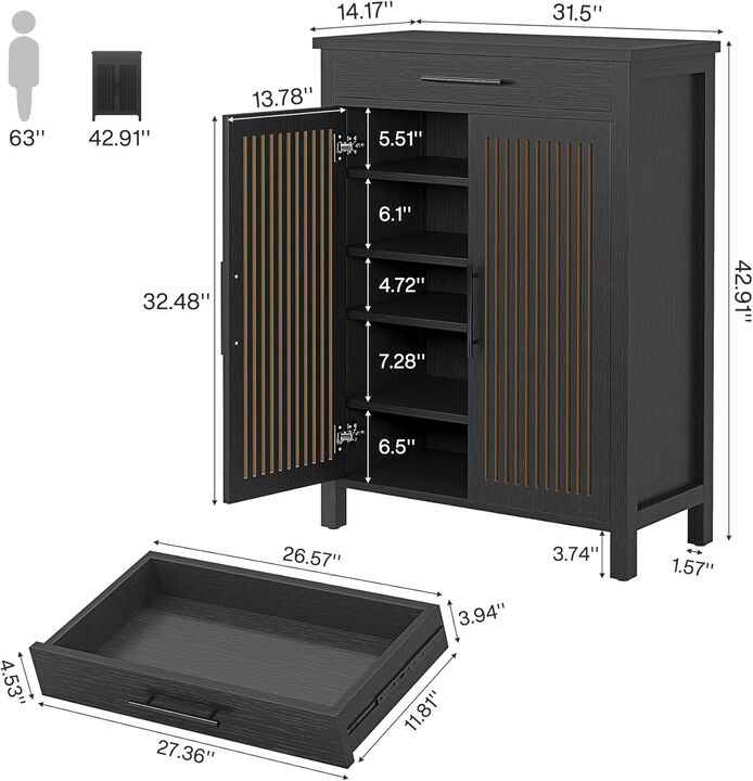 Space-Saving Shoe Storage Cabinet with Adjustable Shelves