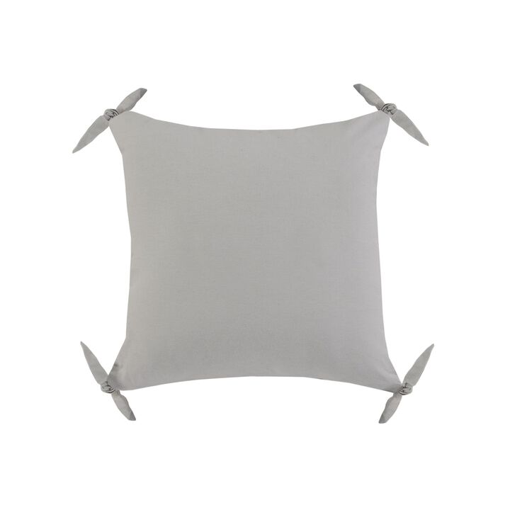 20" Gray Solid Corner Tie Square Throw Pillow