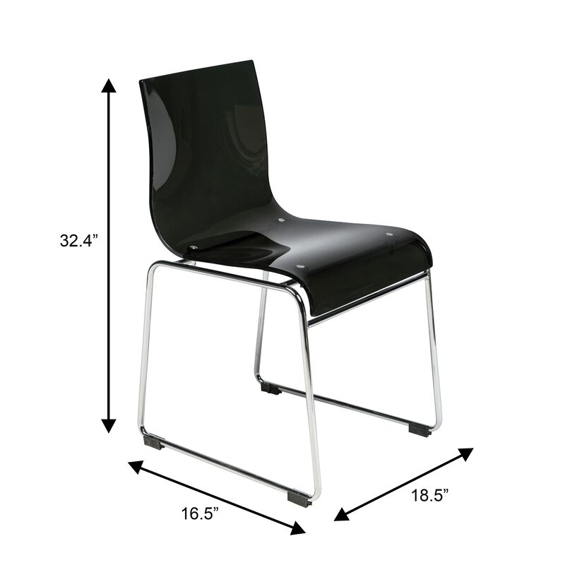 LeisureMod Lima Modern Acrylic Chair Set of 2 with Molded Seat and Chrome Legs, Stylish and Durable Design for Kitchen, Dining Room, Office, or Lounge