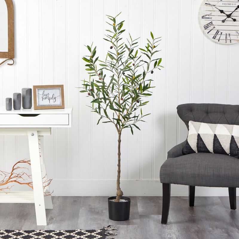 Hivvago 5 Feet Olive Artificial Tree