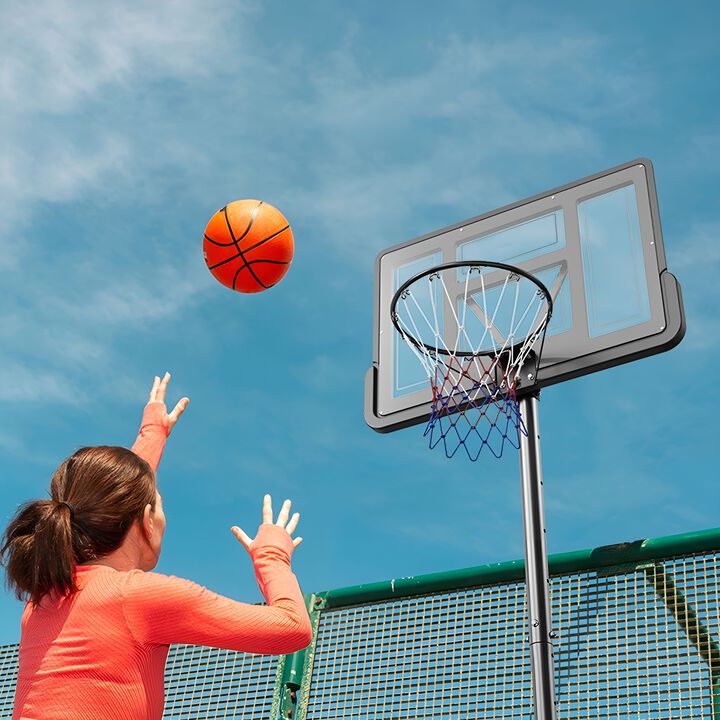 Basketball Hoop System with Fillable Base and Wheels, Adjustable Height for Family Recreation-Black