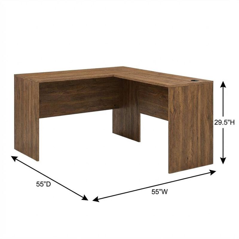 L-Shaped Wood Office Desk with Spacious Work Surface and Sturdy Legs image number 2