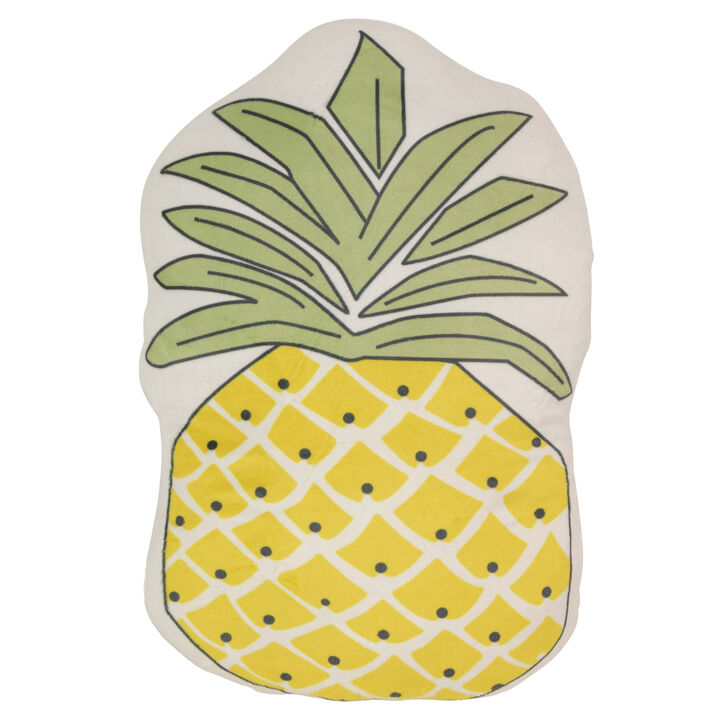 18" Green and Yellow Pineapple Shaped Plush Fleece Throw Pillow