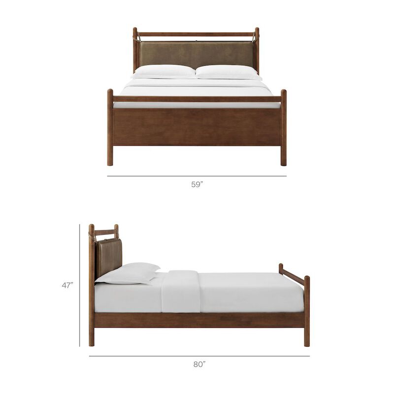Leni Full Size Vegan Leather and Wood Platform Bed Frame image number 2