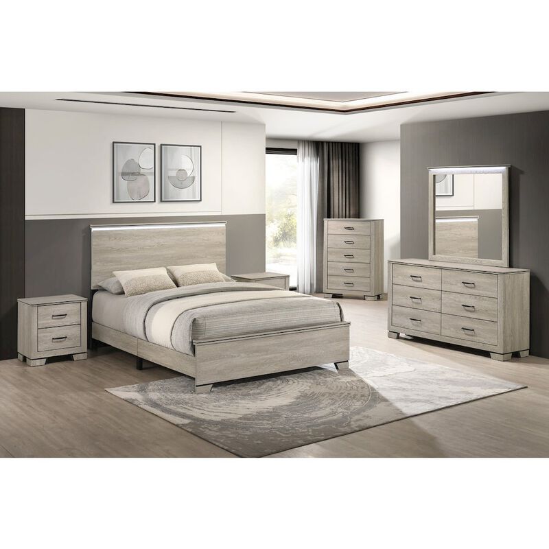 Best Quality Furniture 5pc Eastern King Panel Bedroom Set Oak image number 3