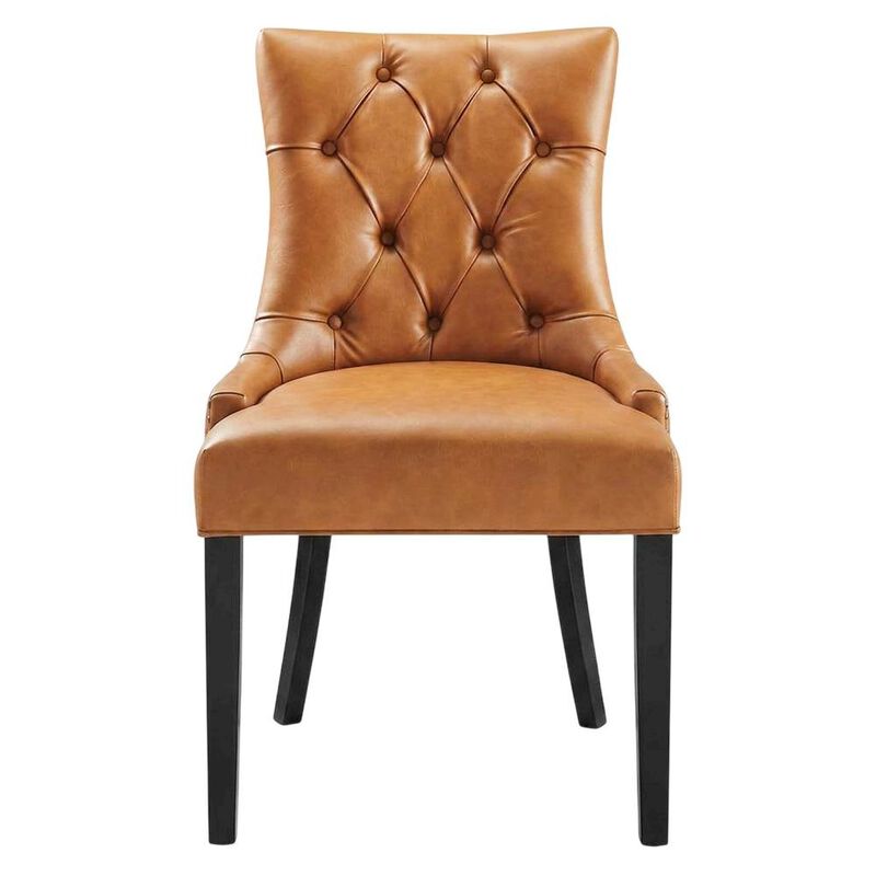 Tufted Vegan Leather Upholstered Dining Chair for Dining Room, Tan image number 0
