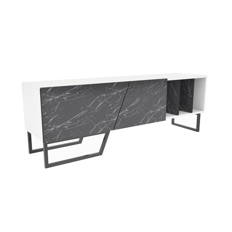 Decorotika Linossa Tv Stand White Bendire Marble Black