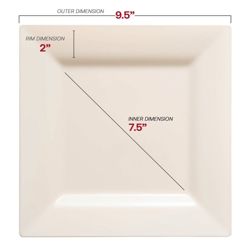 Ivory Square Plastic Plates Dinnerware Value Set (40 Sets) image number 2