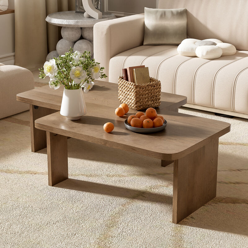 Merax Rectangle Coffee Table with Splicing Design