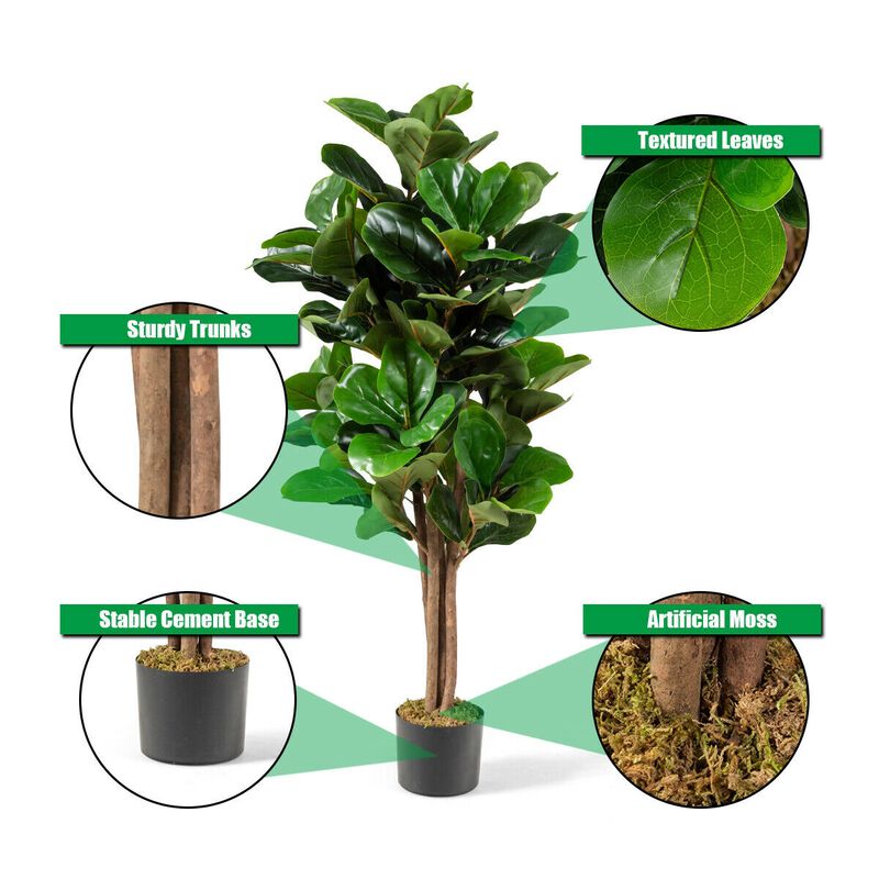 Artificial Fiddle Leaf Fig Tree Decorative Planter