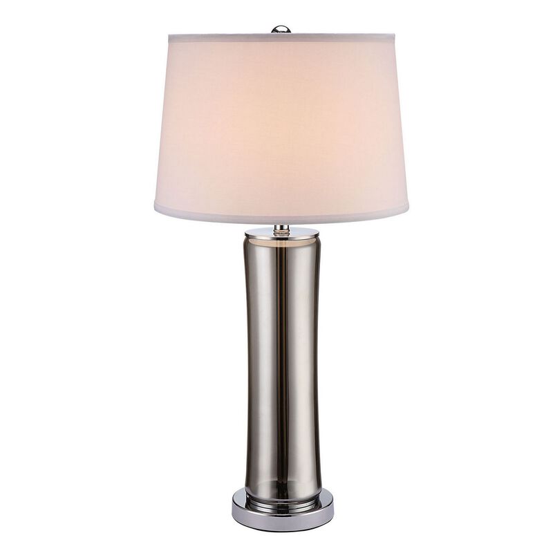 29 Inch Table Lamp, Empire Shade, Set of 2, Glass, Clear Smoke Gray-Benzara image number 1