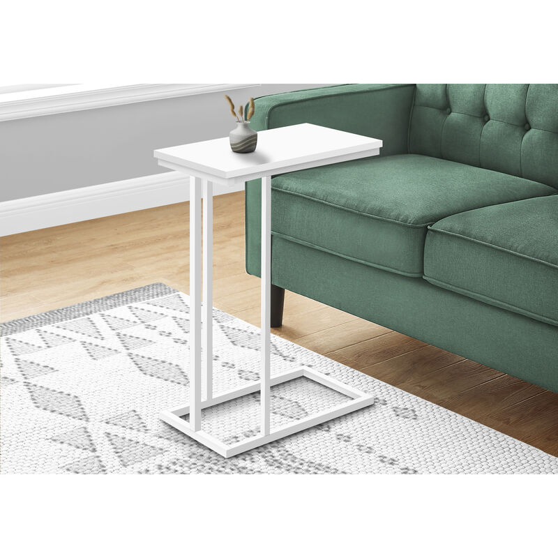 Monarch Specialties I 3468 Accent Table, C-shaped, End, Side, Snack, Living Room, Bedroom, Metal, Laminate, White, Contemporary, Modern image number 2