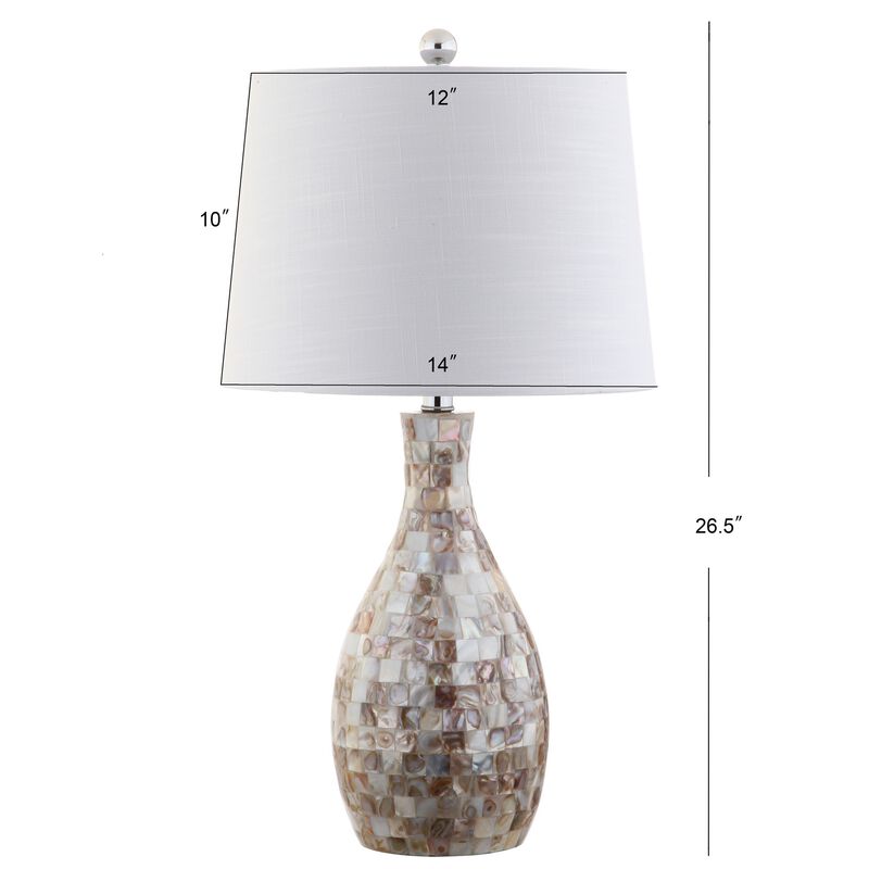 Verna 26.5" Seashell LED Table Lamp, Ivory/Beige image number 3
