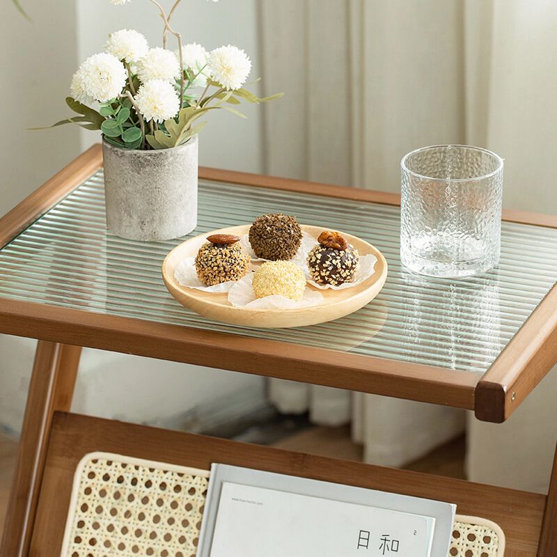 Geswek Rattan Nightstand Side Table image number 4