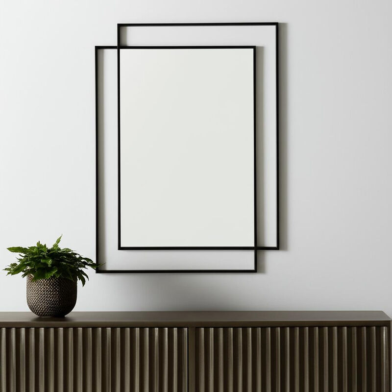 HomeRoots 43" Gray Metal Double Frame Accent Mirror image number 1