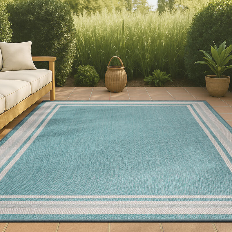 James Modern Border Stripe Indoor/Outdoor Area Rug
