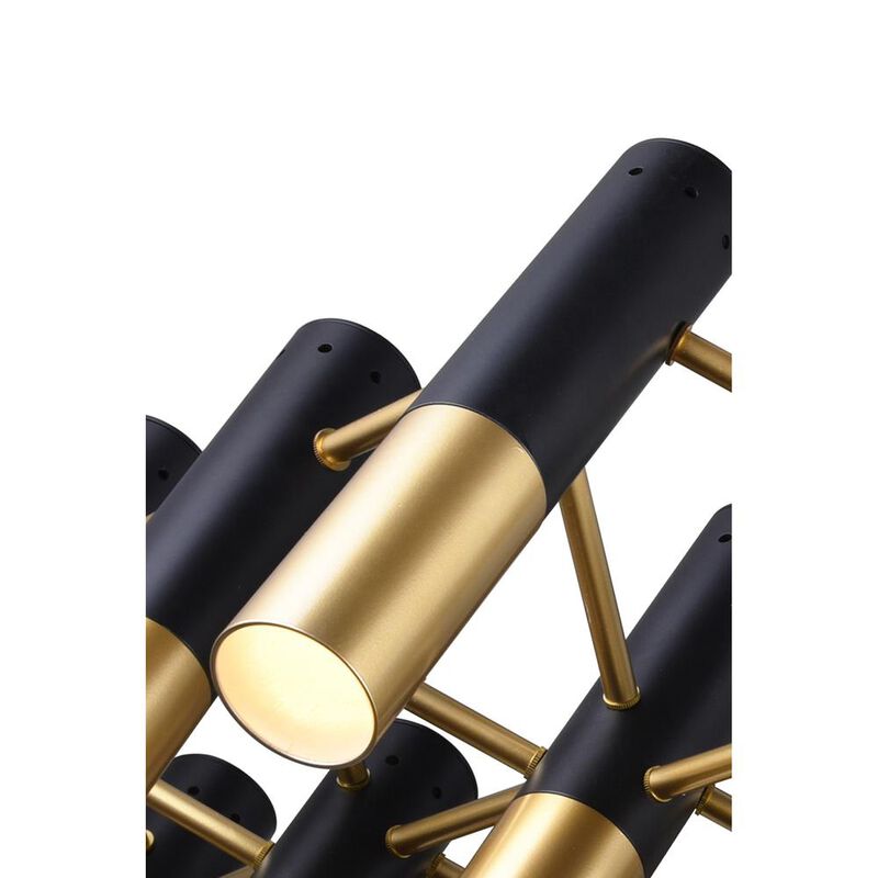 CWI Lighting Anem 19 Light Down Chandelier With Matte Black & Satin Gold Finish