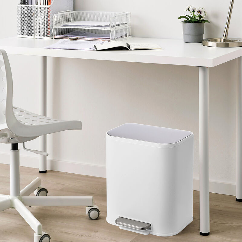 Modern Stainless Steel Trash Can, Soft Close Lid, Step Pedal, Removable Inner Bucket, Rectangular Durable Design image number 6