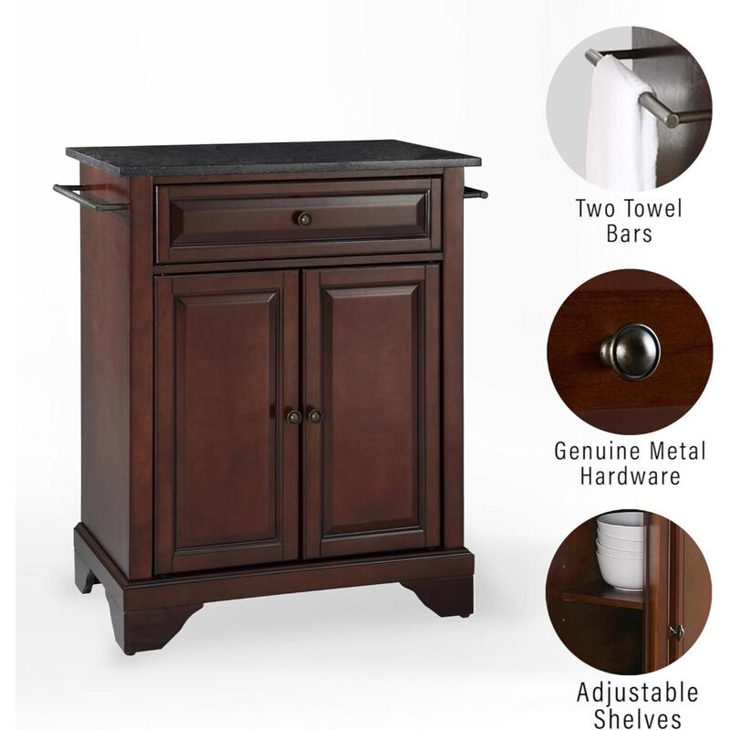 Lafayette Granite Top Portable Kitchen Island/Cart Mahogany/Black