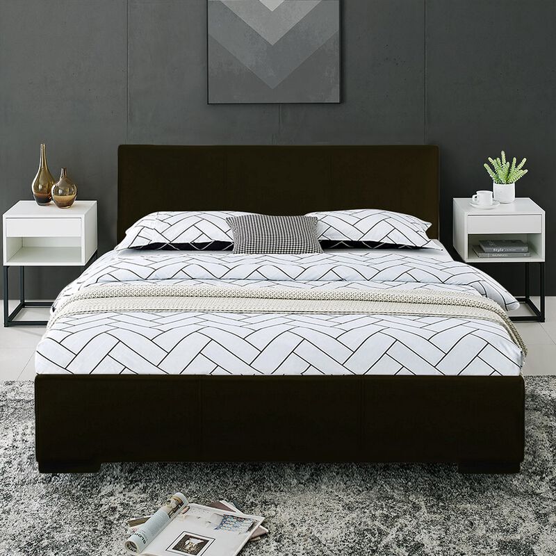 Durable Faux Leather Upholstered Bed &ndash; Solid and Manufactured Wood Construction image number 4