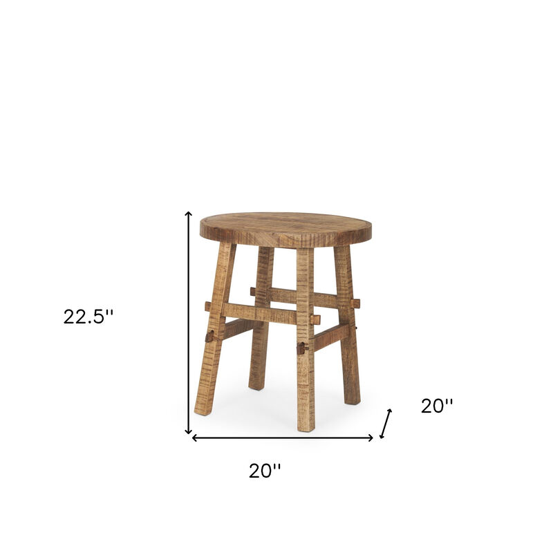 HomeRoots 23" Brown Distressed Solid Wood End Table image number 6