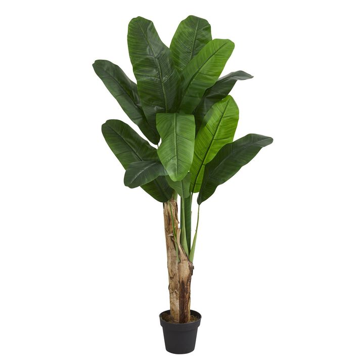 Nearly Natural 4-ft Double Stalk Banana Artificial Tree
