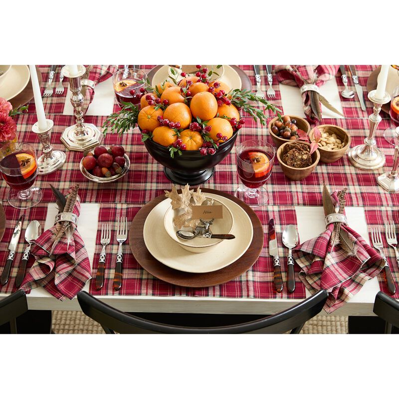 Linen Table Runner - Burgundy Plaid image number 2