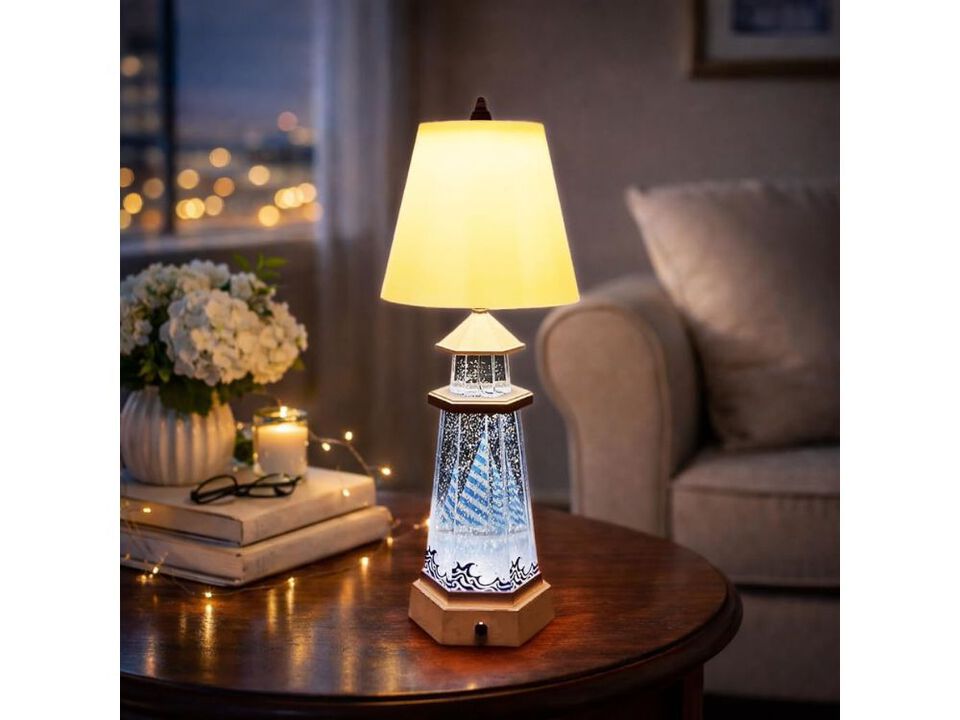 LED Glitter Water Globe Table Lamp Dual Power Decorative Snow Globe Lamp