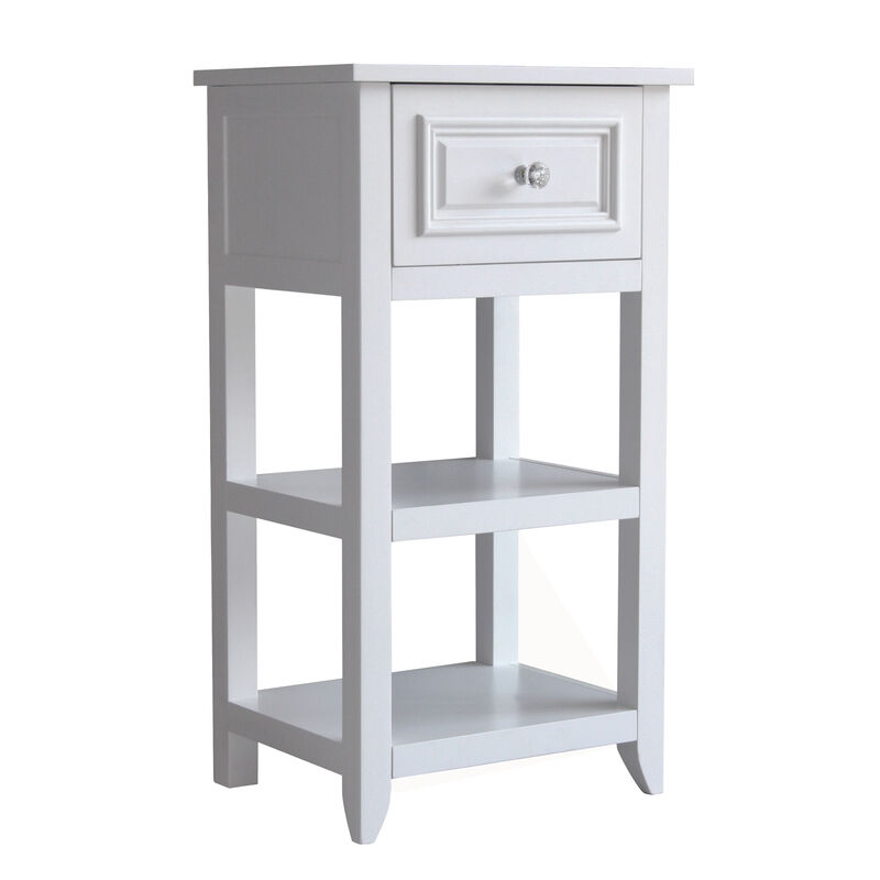 Teamson Home Dawson Wooden Floor Cabinet with 1 Drawer, White