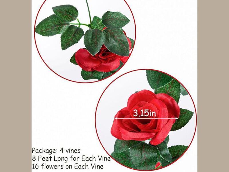 4 Pack Red Artificial Hanging Rose Flowers Outdoor Wedding Centerpiece Decor image number 2