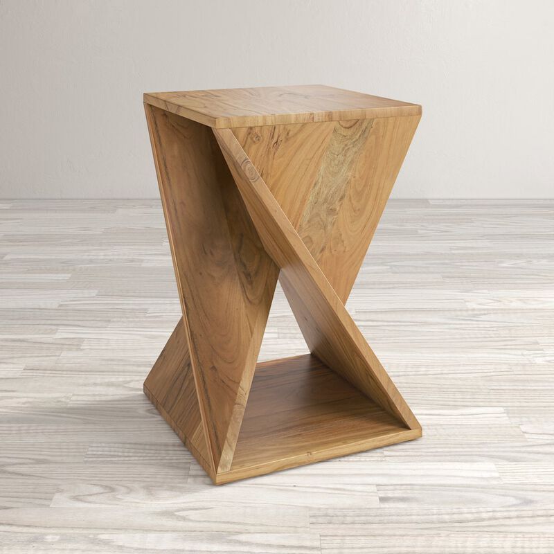 Jofran Global Archive Solid Mango Hardwood Modern Angled Jasper Table