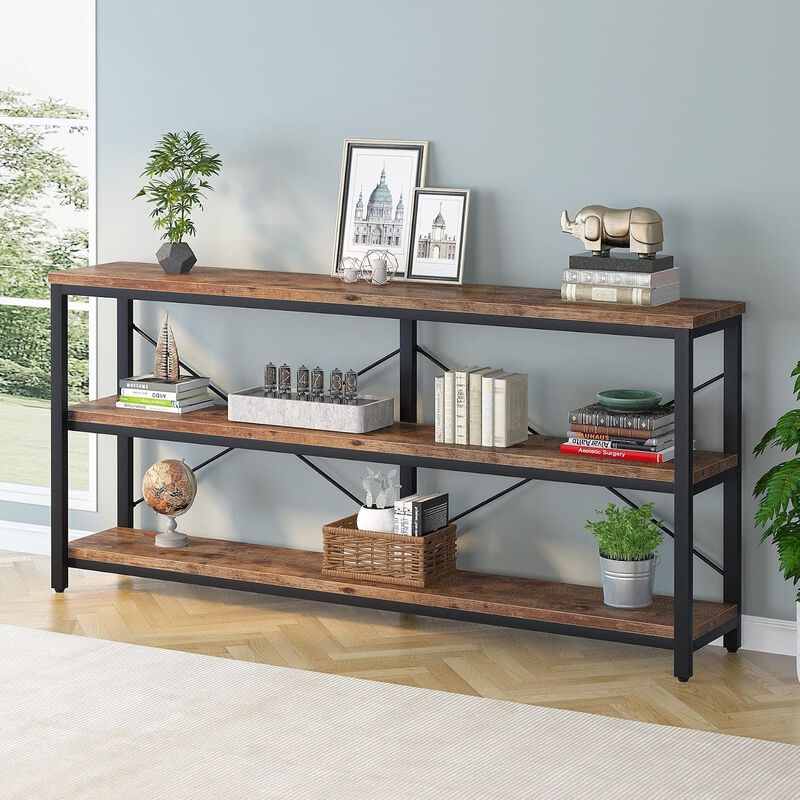 Tribesigns Classic 3-Tier Wood Console Table with Metal Frame image number 5