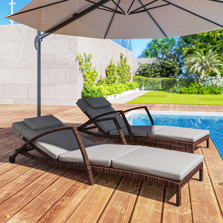 Hivvago Adjustable Outdoor Chaise Lounge Chairs Set of 2